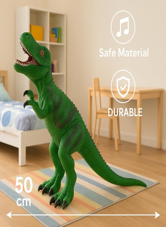 DTR Creation Green T-Rex Dinosaur Toy ? 50 cm Large Realistic Tyrannosaurus Rex Figure, Soft Rubber Action Model with Open Mouth & Teeth, Collectible Gift Toy for Kids & Adults - Image 4